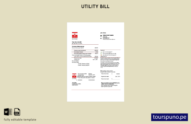 lista para imprimir plantilla de factura de servicios públicos de electricidad S